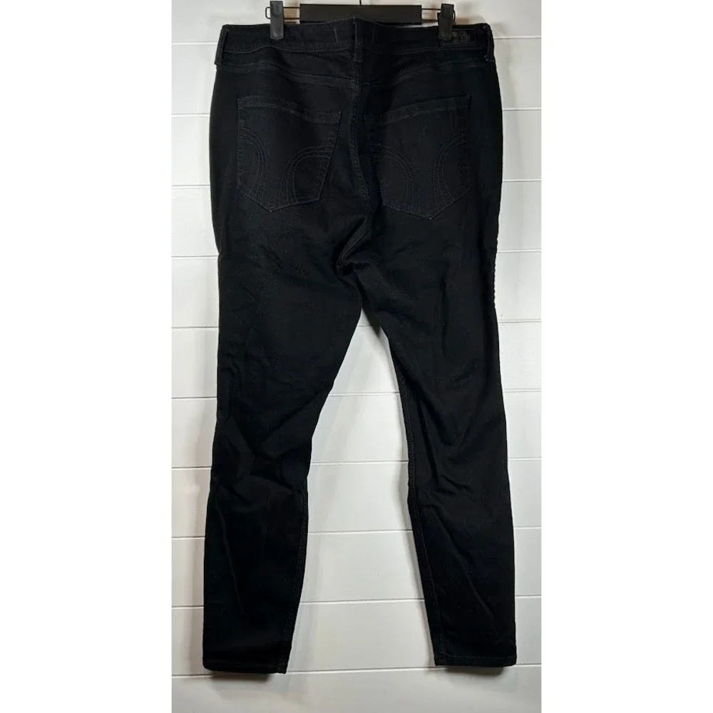 Hollister Curvy‎ High Rise Super Skinny Distressed Black Jeans 18R W34R